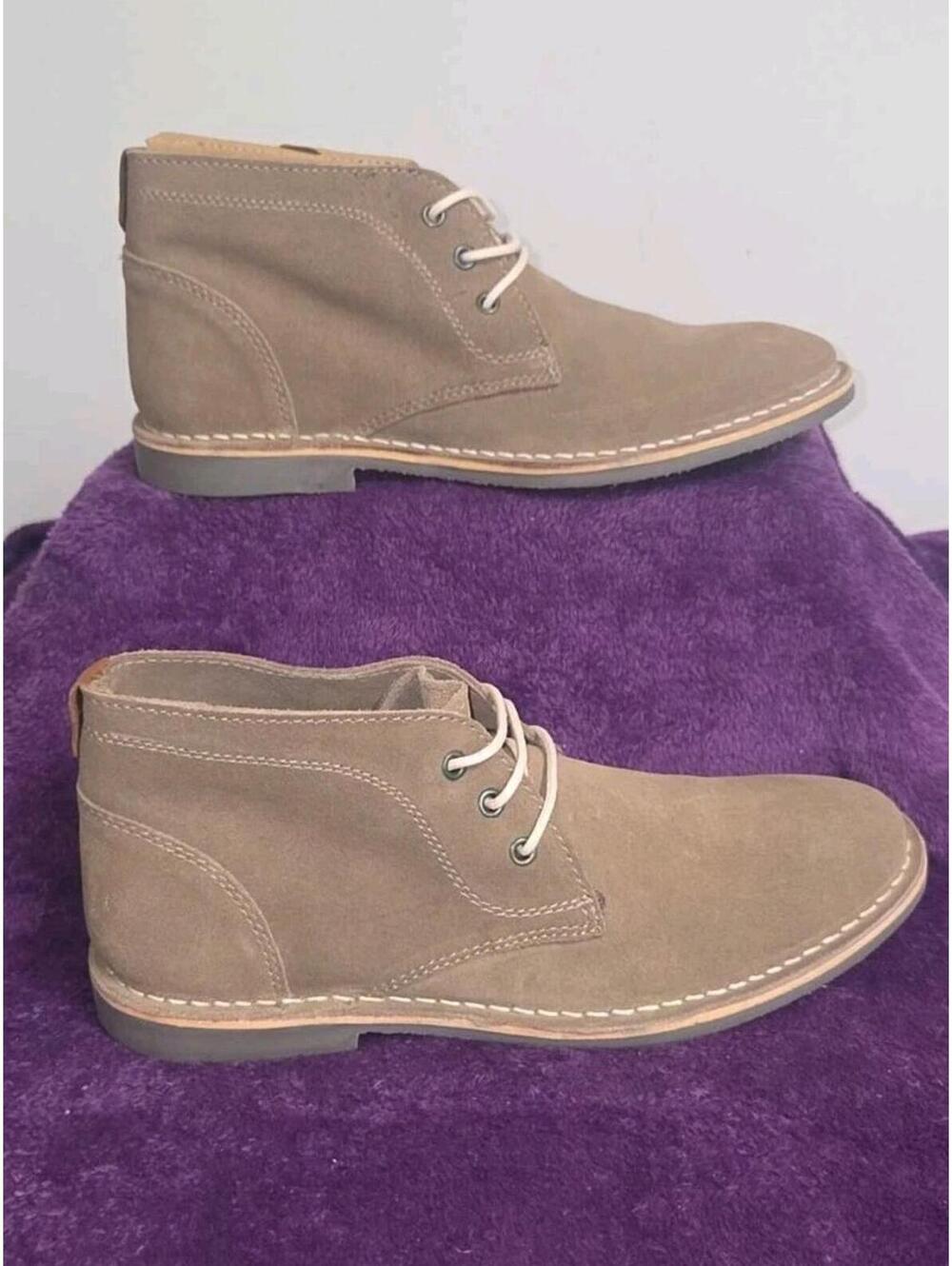 Franco Fortini Men's Hudson Lace Up Chukka Boot Shoes, Taupe Size 8